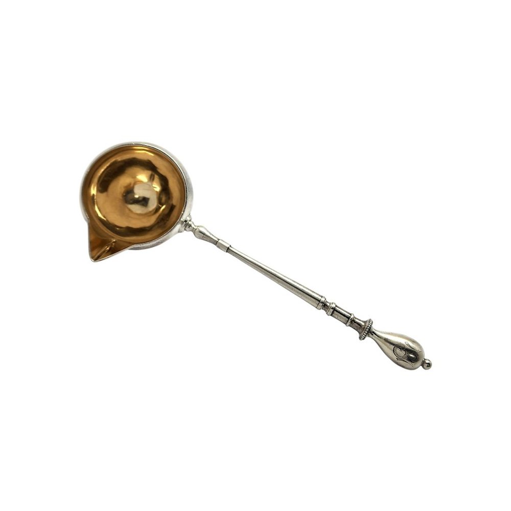 Ball Black & Co Sterling Silver Gold Wash Bowl Spouted Ladle w/ Monogram #14133